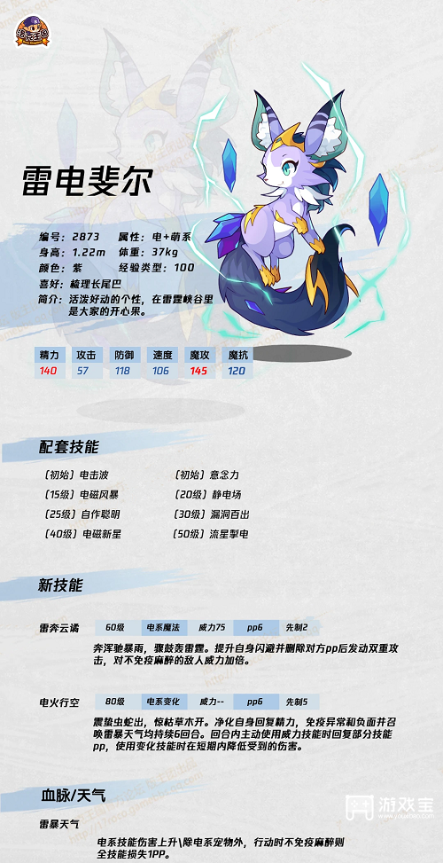 洛克王国雷电斐尔技能表最新