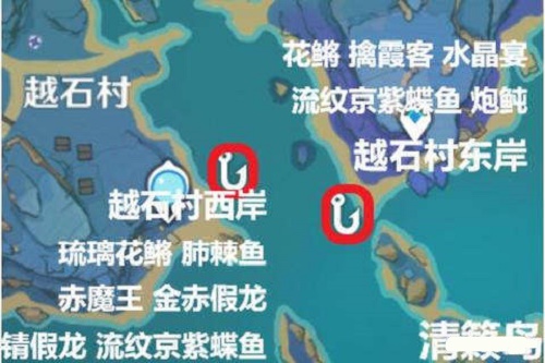 原神稻妻钓鱼地点分布图位置大全2022最新