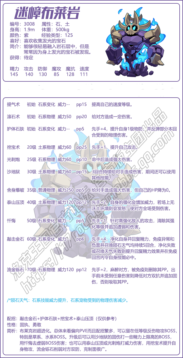 洛克王国迷嶂布莱岩技能表