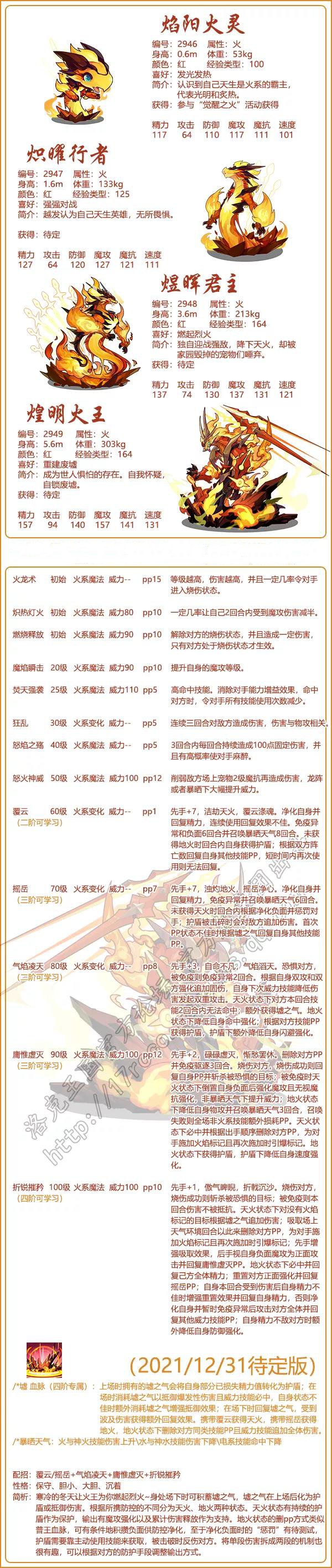 洛克王国煌明火王技能表