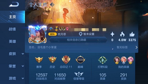 王者荣耀主页四角星星是什么东西