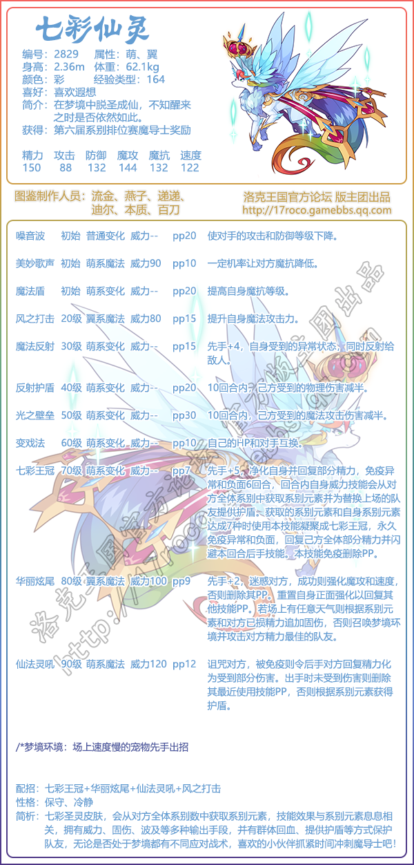 洛克王国七彩仙灵技能表