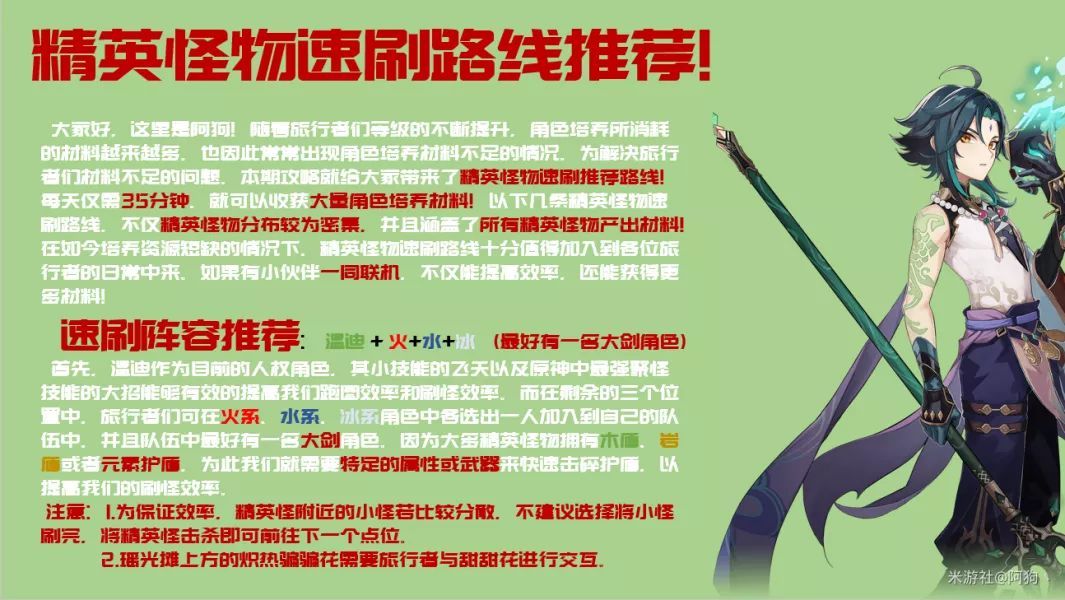 原神精英怪路线每日材料速刷攻略